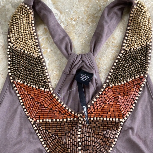 Light Brown Beautiful Top Embroidered With Beads, Size Large, Brand New - Picture 4 of 13